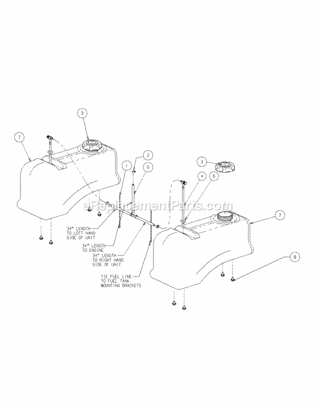 Fuel Tank Assembly (2009) Diagram and Parts List for M60-KH 53AH8CT6050-30HP-OHV Cub Cadet Lawn Tractor